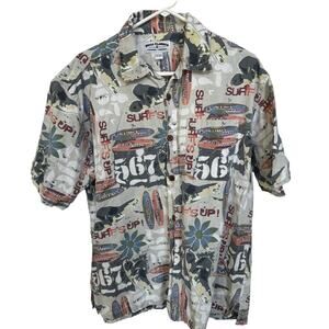 Boca Classics Mens Size Large Tropical Island Surf’s Up Beach Button Up Shirt